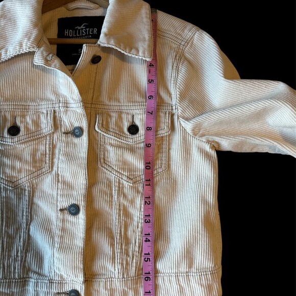 Hollister Kids Corduroy Cropped Jacket w/collar and top pockets - sz small cream - Picture 8 of 10